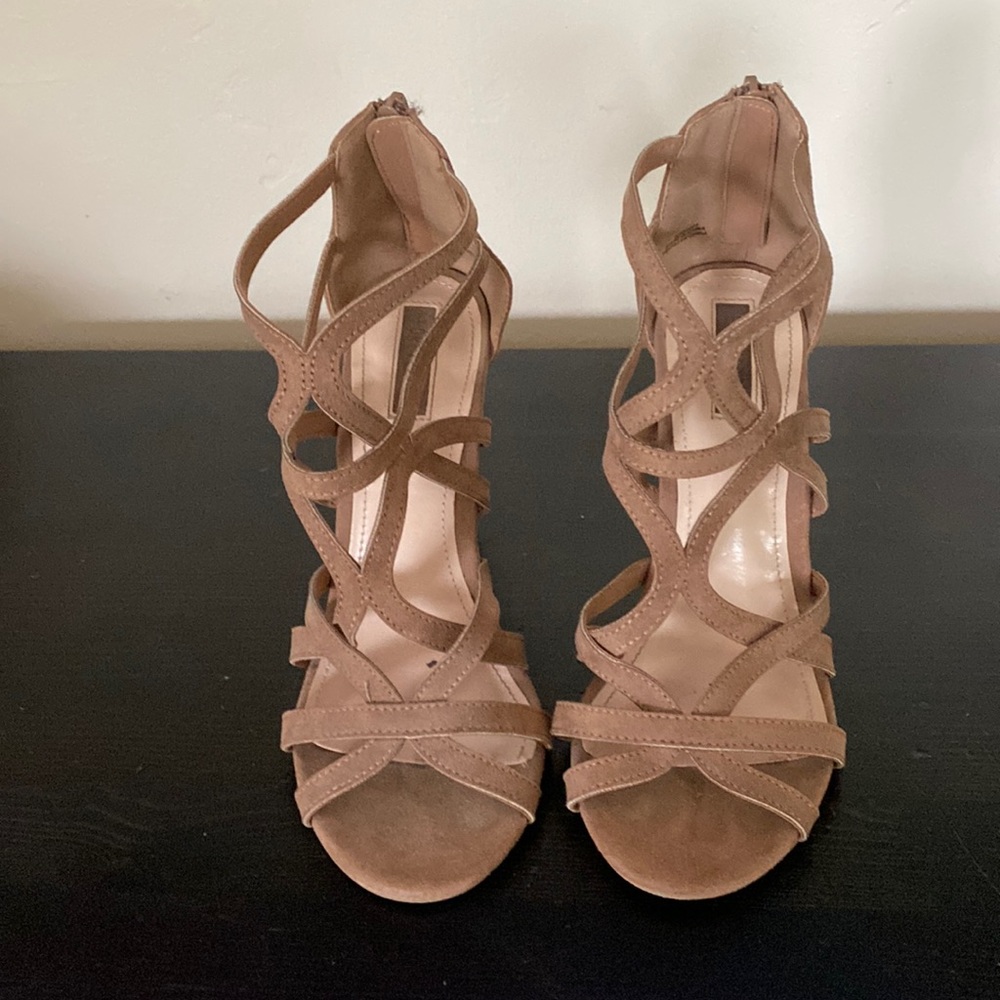 Brown heeled sandals